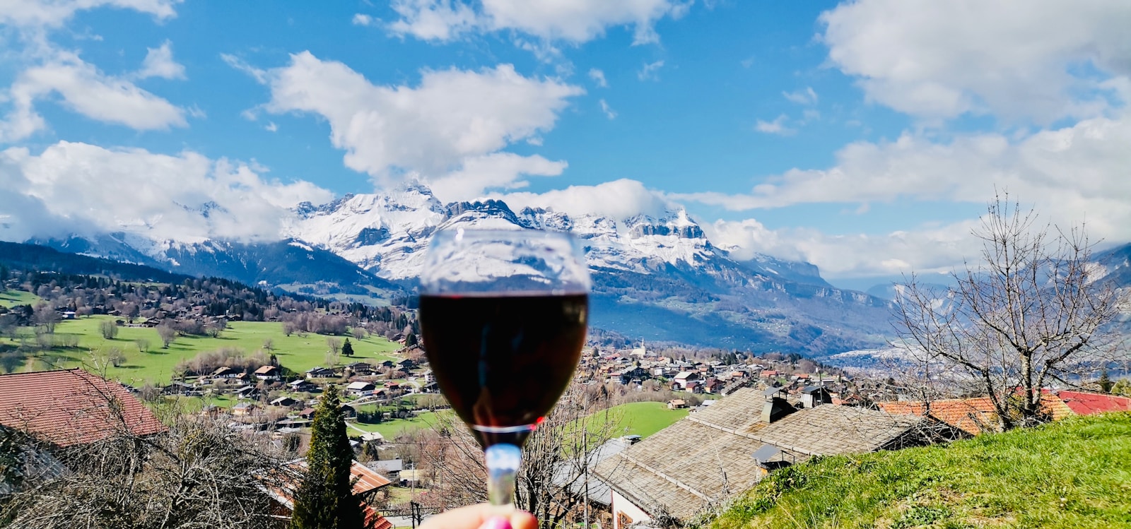 A glass facing the mountains
